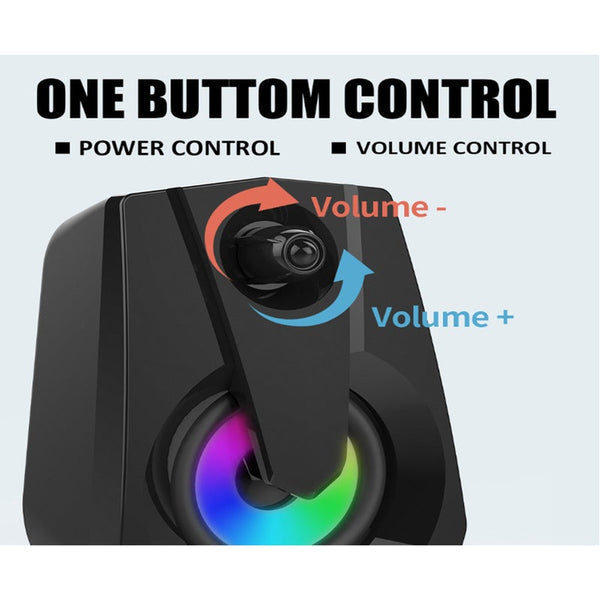 Pc 2.0 Usb Powered Stereo Volume Control With Led Light Mini Portable Gaming 3.5Mm Computer Speakers