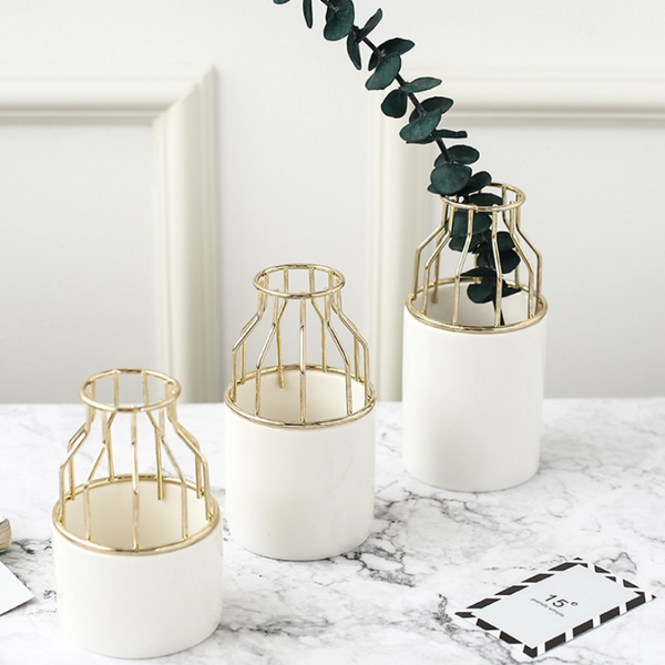 Mini Ceramic And Metal Contemporary Vase Nordic Home Decor