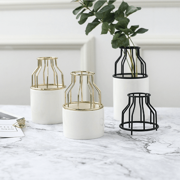 Mini Ceramic Metal Contemporary Vase Nordic Decor Vases