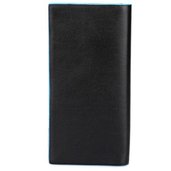Contrast Color Thin Vertical Two Fold Soft Long Open Wallet For Men Sapphire Blue