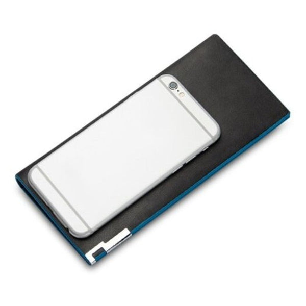 Wallets Contrast Color Thin Vertical Two Fold Soft Long Open Wallet For Men Sapphire Blue