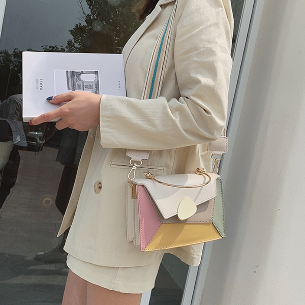 Women's Bags & Handbags Contrast Color Pu Leather Crossbody Bags Chain With Metal Handle Shoulder