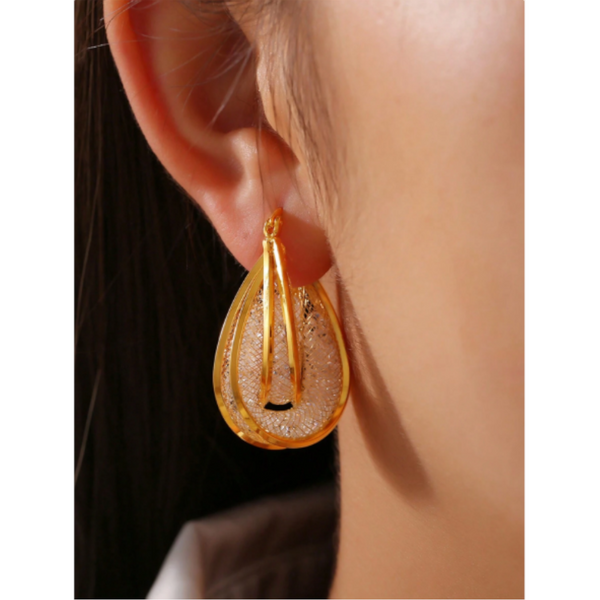 Copper Glass Stone U Shape Earrings