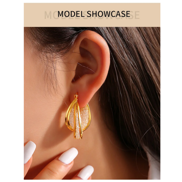 Copper Glass Stone U Shape Earrings