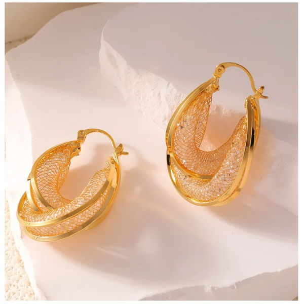 Copper Glass Stone U Shape Earrings