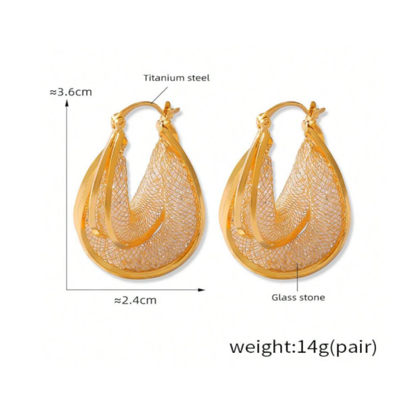 Copper Glass Stone U Shape Earrings