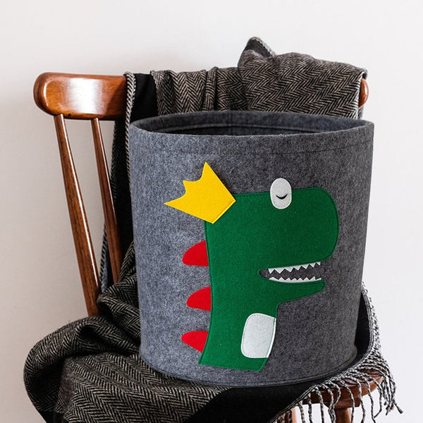 Cute Dinosaur Cotton Fabric Dirty Laundry Basket Folding Clothing Bucket