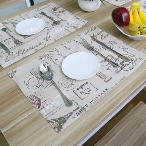 Cotton Linen Tablecloth Set Placemat Coaster Multi A