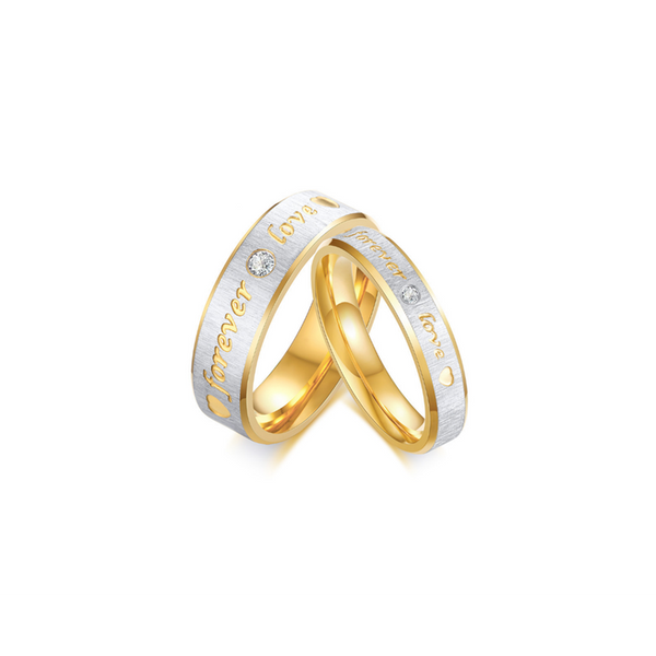 Veile Studios Stainless Steel Couple Rings Engrave Forever Love Men Women Jewellery Lovers Engagement/Wedding Ring Sets