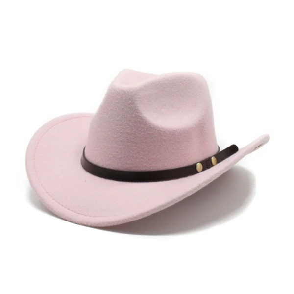Cowboy Hat Pink Felt Rolled Brim Riding For Men Women Compatible With American Western Style Hats
