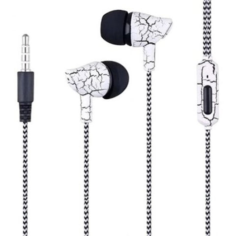 Crack Stereo Earbuds With Cloth Line White