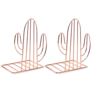 Creative Cactus Shaped Metal Bookends Support Stand Desk Organizer Shelf