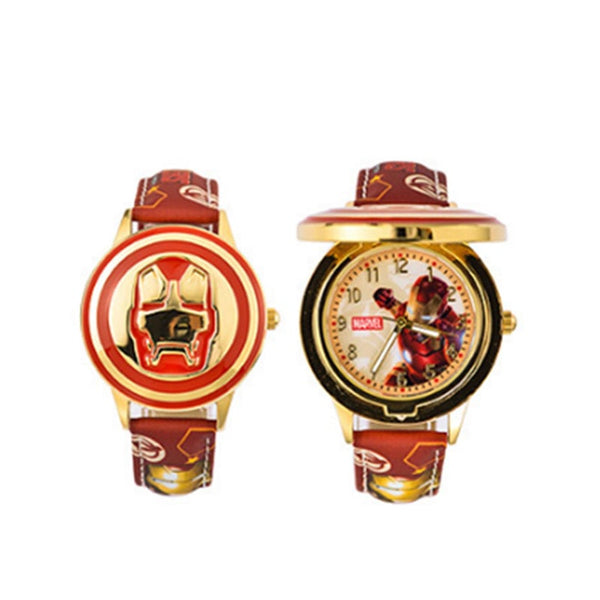 Veile Studios Creative Iron Man Marvel Avengers Stark Watch Flip Quartz Boy Child Children's Watches