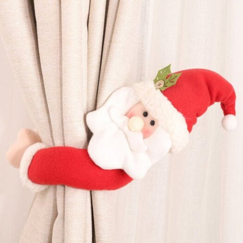 Creative Christmas Cartoon Curtain Buckle Snowman Santa Claus Elk Decorative Item Multi A