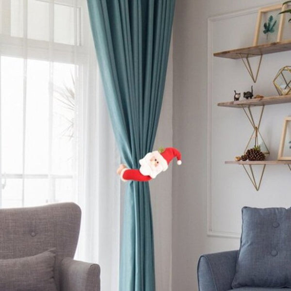 Creative Christmas Cartoon Curtain Buckle Snowman Santa Claus Elk Decorative Item Multi A