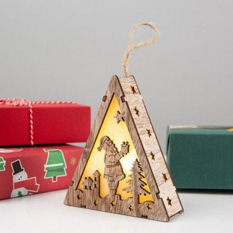 Creative Christmas Led Lights Old Snowman Cabin Lamp Pendant Ornament Triangle Man
