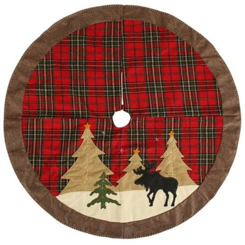 Creative Christmas Series Plaid Print Applique Mat Round Xmas Tree Decoration Floor Pad Multi Seasonal Decorations