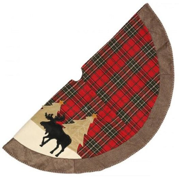 Creative Christmas Series Plaid Print Applique Mat Round Xmas Tree Decoration Floor Pad Multi Seasonal Decorations