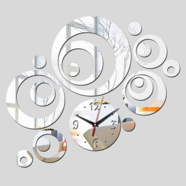Creative Diy Circle Mirror Clock Wall Sticker White Wall Stickers