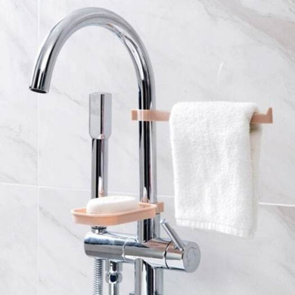 Creative Faucet Drain Rack Kitchen Dishcloth Hanger Bathroom Soap Box Towel For Setting Blue Gray