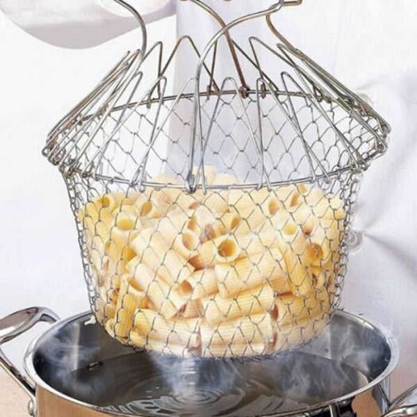 Creative Foldable Stainless Fried Basket For Kitchen Silver Fryers