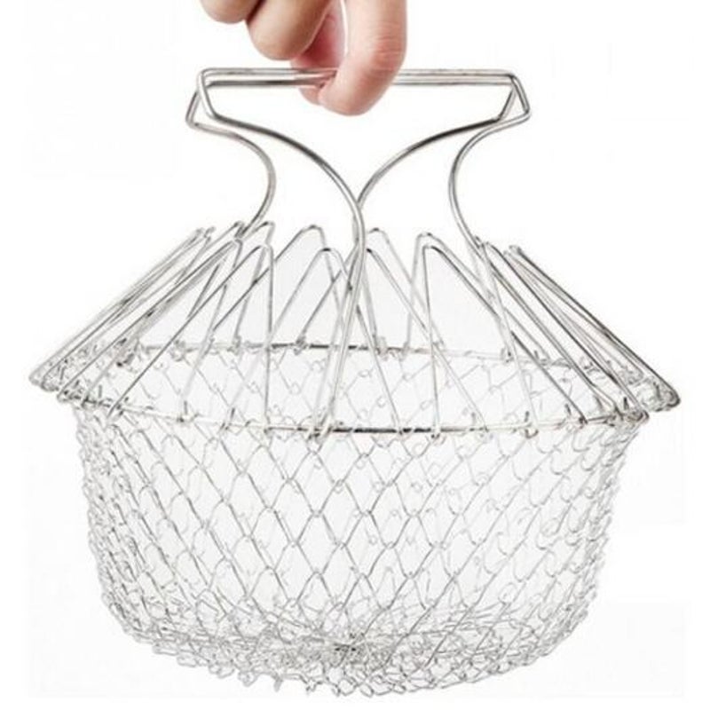 Creative Foldable Stainless Fried Basket For Kitchen Silver Fryers