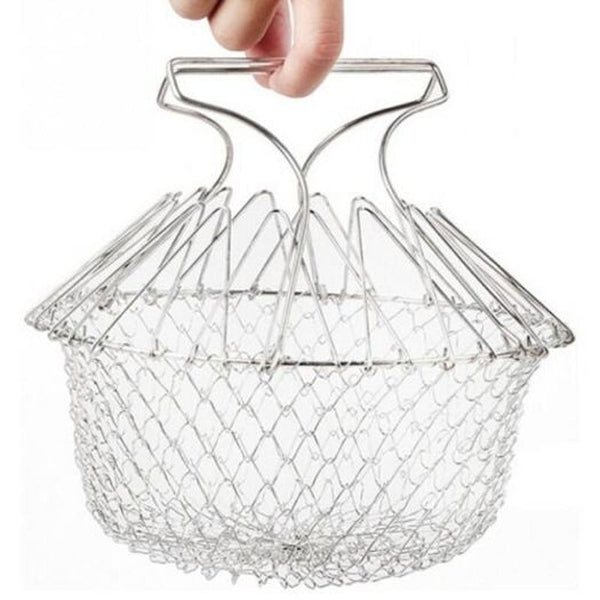 Creative Foldable Stainless Fried Basket For Kitchen Silver Fryers