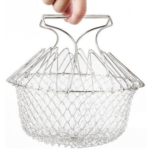 Creative Foldable Stainless Fried Basket For Kitchen Silver Fryers