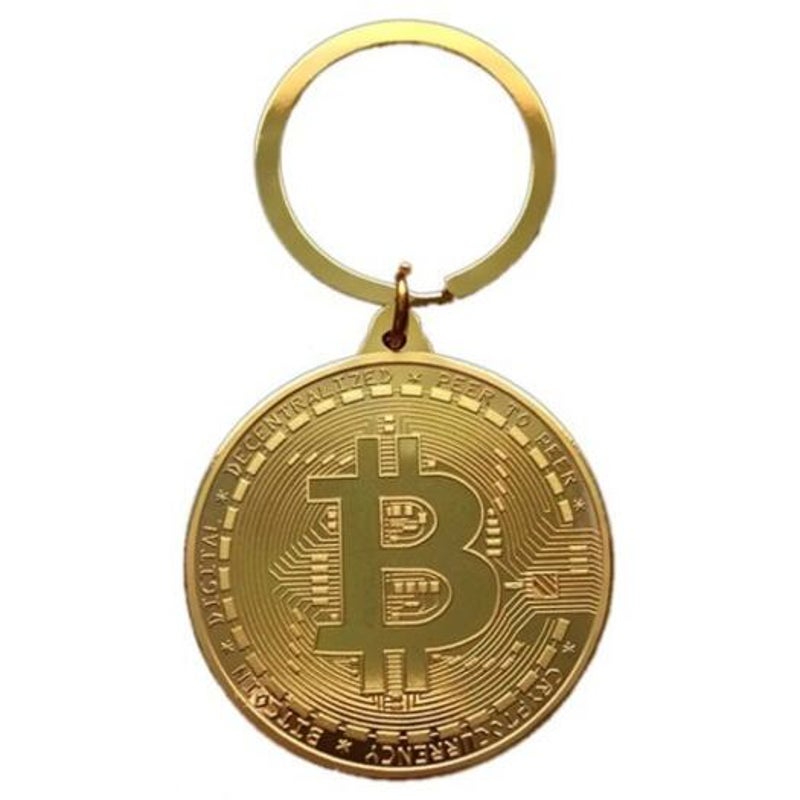 Creative Gift Souvenir Iron Bitcoin Key Chain Golden Keyrings