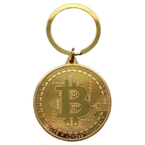 Creative Gift Souvenir Iron Bitcoin Key Chain Golden Keyrings