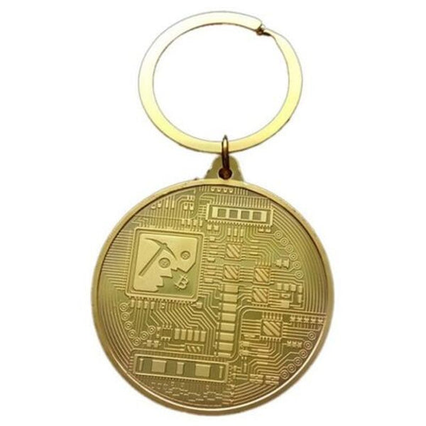 Creative Gift Souvenir Iron Bitcoin Key Chain Golden Keyrings