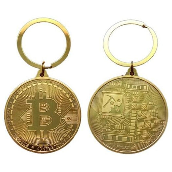 Creative Gift Souvenir Iron Bitcoin Key Chain Golden Keyrings