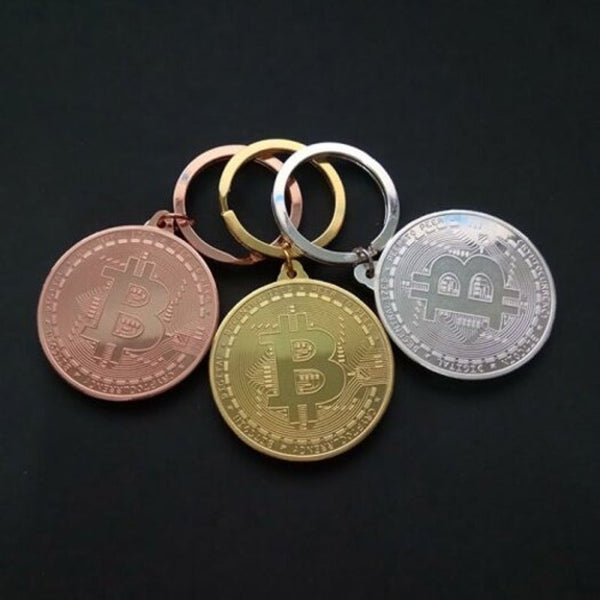 Creative Gift Souvenir Iron Bitcoin Key Chain Golden