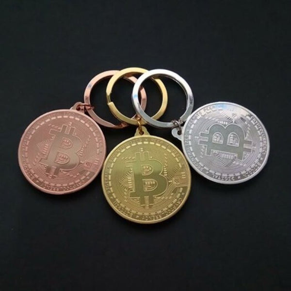 Creative Gift Souvenir Iron Bitcoin Key Chain Golden Keyrings