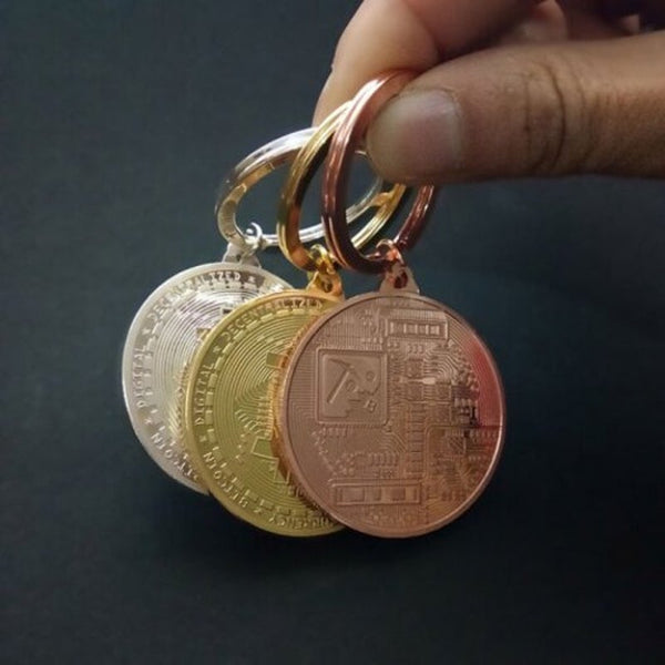 Creative Gift Souvenir Iron Bitcoin Key Chain Golden Keyrings