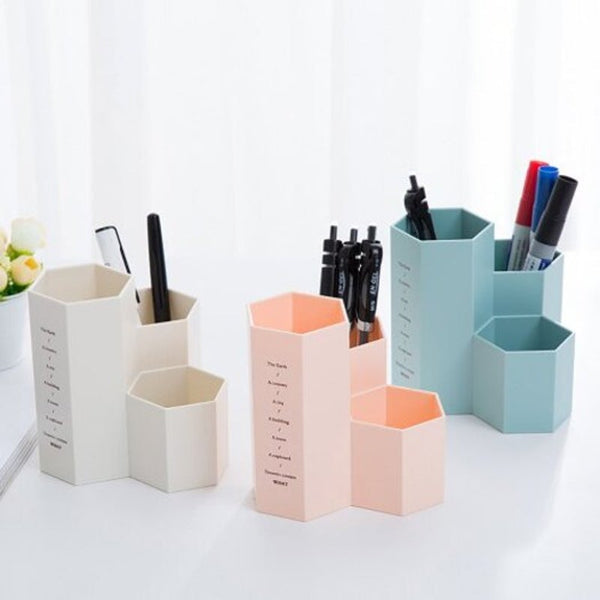 Creative Hexagon Stationery And Cosmetic Storage Box Powder Blue 111112Cm Storage Boxes