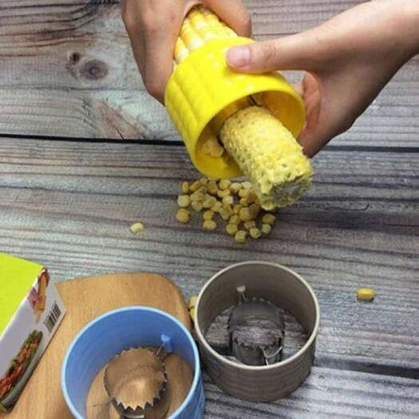 Creative Kitchen Tool Stainless Steel Corn Kernels Splitter One Step Easy Operate Warm White