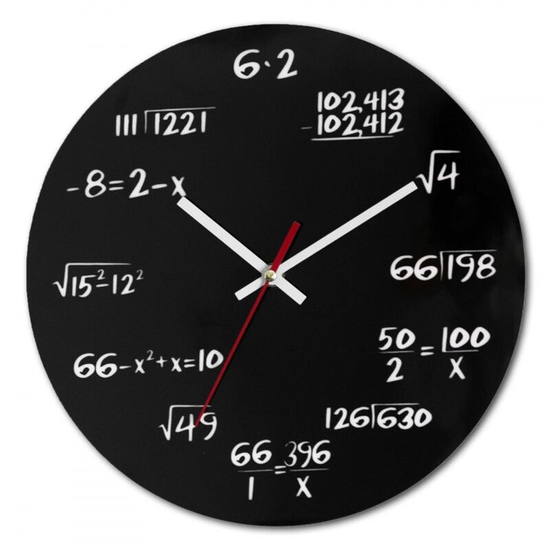 Creative Math Clock Mathematics Formula Wall Silent Home Office Decoration Black Wall Clocks