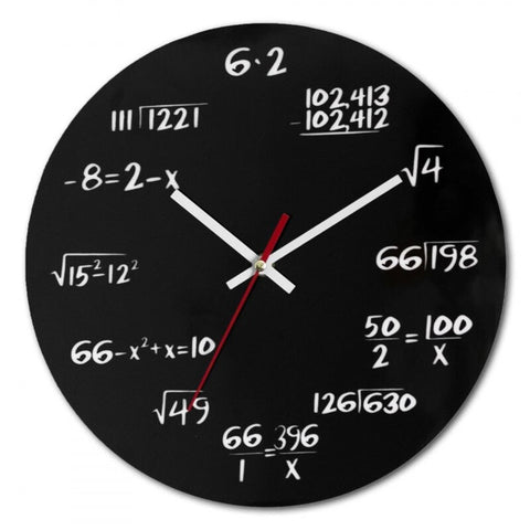 Creative Math Clock Mathematics Formula Wall Silent Home Office Decoration Black
