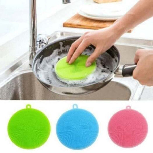 Creative Multifunction Magic Silicone Dish Universal Bowl Cleaning Up Brush Scouring Pad Green Round