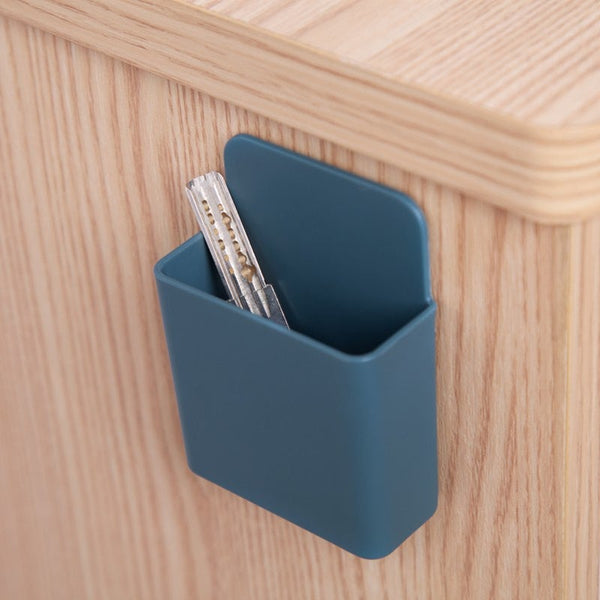 Creative Pasteable Pen Remote Control Holder Desktop Storage Box Organizer Blue