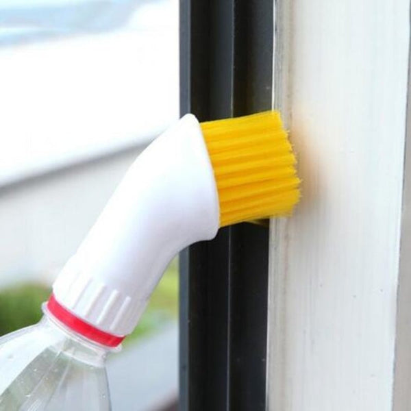 Creative Protable Door Window Bristle Cleaning Brush Plastic Gap Head Water Injection Yellow