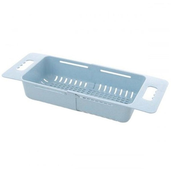 Creative Retractable Sink Draining Basket Home Kitchen Dish Rack Crystal Blue Racks & Holders