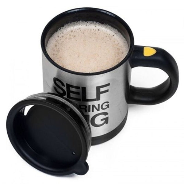Creative Self Coffee Stirring Mug Convenient Electric Water Glass Black