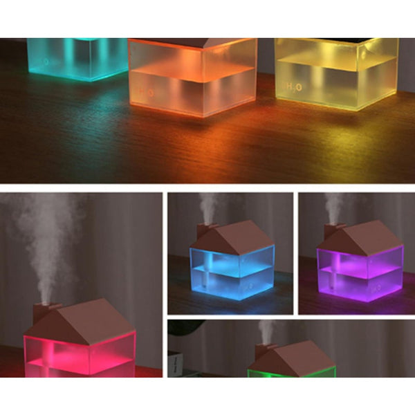 Usb Rechargeable 3 In 1 Colourful Night Light Fan Humidifier 250Ml Small House Humidifiers