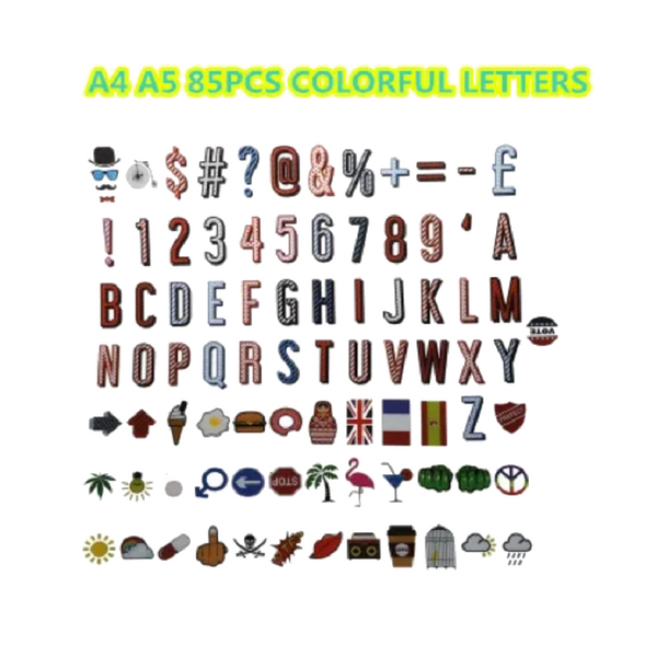 Diy Free Combination Cards For Led Light Box A4 A5 85Pcs Colourful Letters Symbols