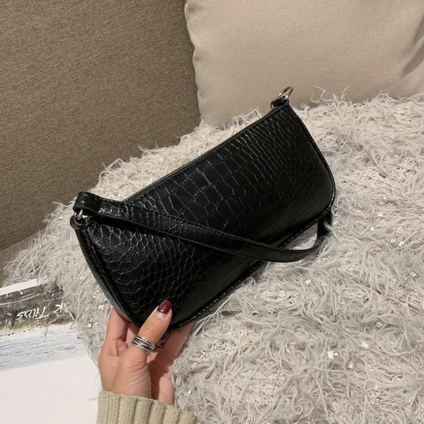 Vintage Small Shoulder Bags For Women Crocodile Pu Leather Baguette Womens Handbags