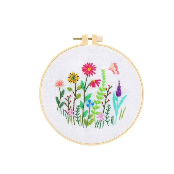 Art Crafting Materials Diy Cross Stitch Embroidery Starter Kit With Bamboo Hoop Pattern Needlework