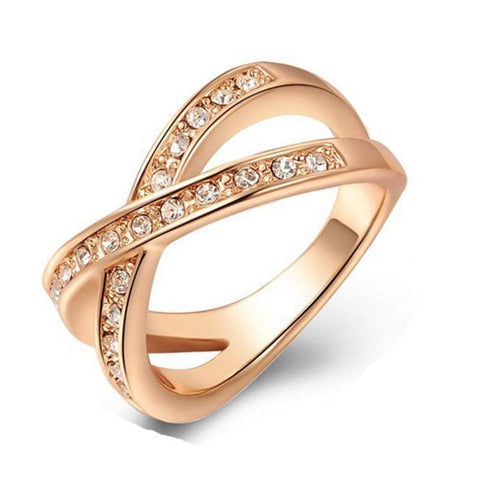 Rings Crystal Diamond Plating Rose Gold