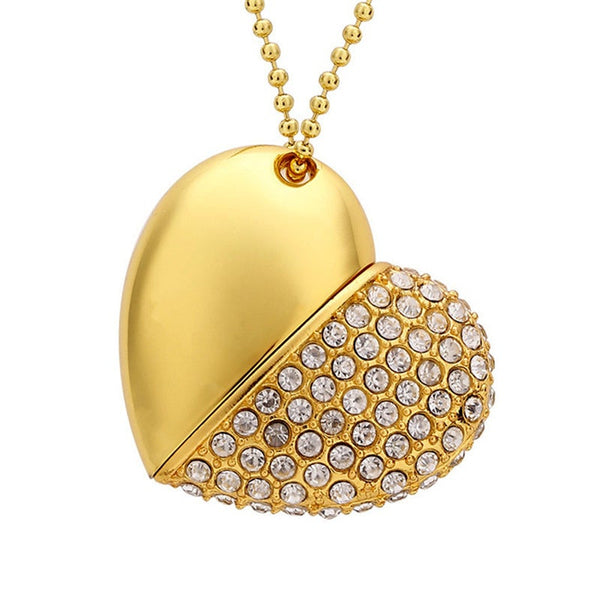 Crystal Heart Usb Flash Drive Mini Pendrive 2.0 64Gb Necklace Memory Stick Usb Flash Drives